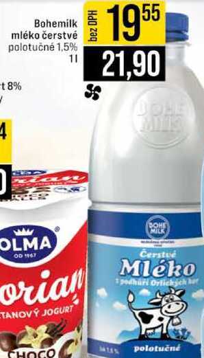 Bohemilk mléko čerstvé polotučné 1.5% 1l
