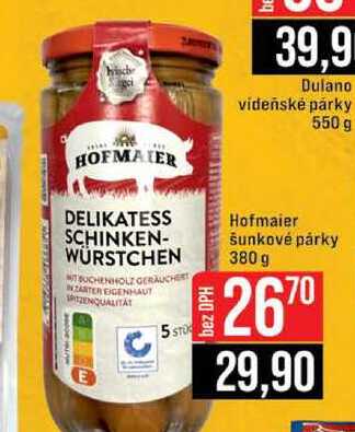 Hofmaier šunkové párky 380 g 