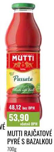 MUTTI RAJČATOVÉ PYRÉ S BAZALKOU 700g 