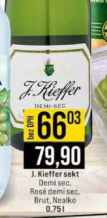 J. Kieffer sekt Demi sec, Rosé demi sec, Brut, Nealko 0,75l
