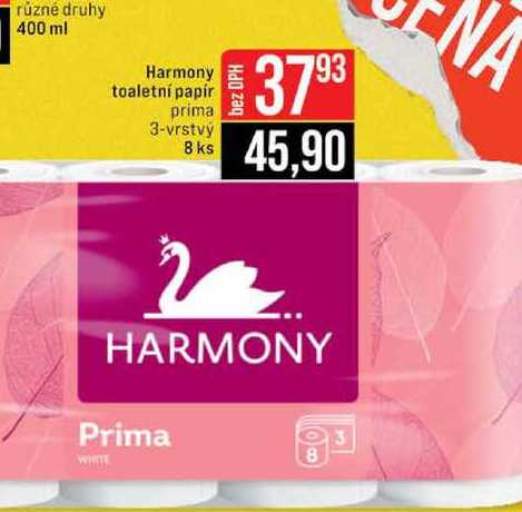 Harmony toaletní papir prima 3-vrstvý 8 ks