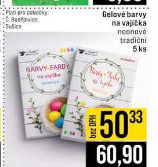 Gelové barvy na vajíčka neonové tradiční 5 ks 