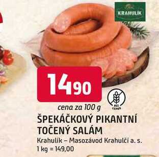 ŠPEKÁČKOVÝ PIKANTNÍ TOČENÝ SALÁM 100g