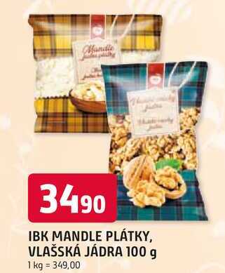 IBK MANDLE PLÁTKY, VLAŠSKÁ JÁDRA 100 g
