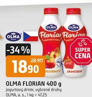 OLMA FLORIAN 400 g jogurtový drink