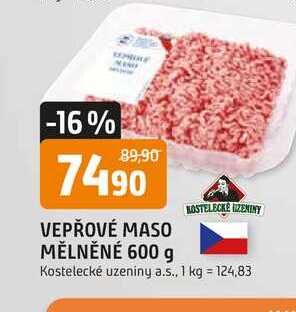 VEPŘOVÉ MASO MĚLNĚNÉ 600 g