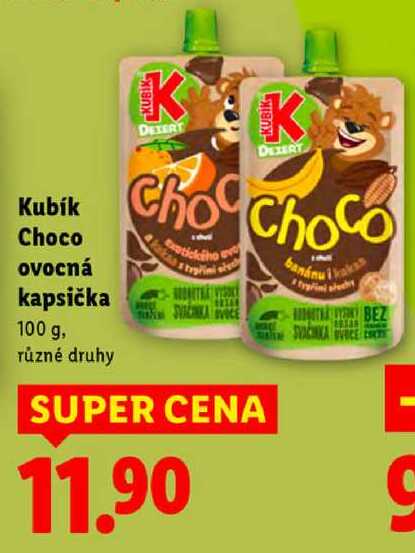 Kubík Choco ovocná kapsička, 100 g