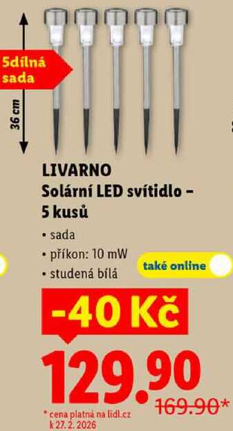LIVARNO Solární LED svítidlo - 5 kusů