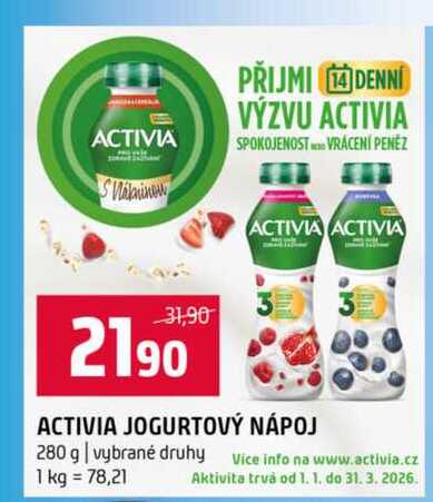 ACTIVIA JOGURTOVÝ NÁPOJ 280 g vybrané druhy   