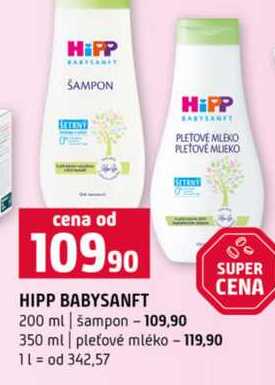 HIPP BABYSANFT 200 ml šampon 350 ml pleťové mléko  