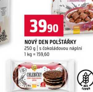 NOVÝ DEN POLŠTÁŘKY 250 g s čokoládovou náplní 