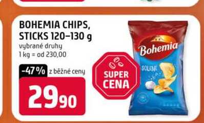 BOHEMIA CHIPS, STICKS 120-130 g vybrané druhy   