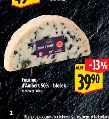   Fourme d'Ambert 50%- bloček 100 g