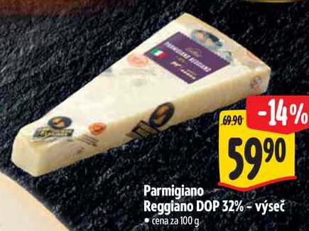 Parmigiano Reggiano DOP 32% - výseč, cena za 100 g 