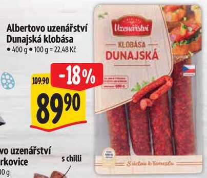 Albertovo uzenářství Dunajská klobása, 400 g