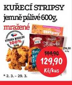 KUŘECÍ STRIPSY jemně pálivé 600g, mražené