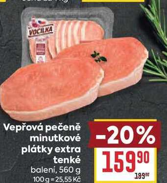 Vepřová pečeně minutkové plátky extra tenké balení, 560 g 