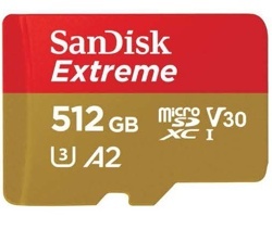 Paměťová karta SanDisk Micro SDXC Extreme 512GB UHS-I U3 (190R/130W) + adaptér