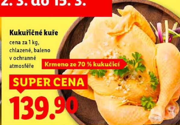 Kukuřičné kuře, cena za 1 kg
