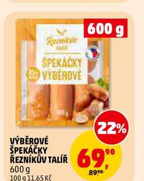 VÝBĚROVÉ ŠPEKÁČKY ŘEZNÍKŮV TALÍŘ, 600 g