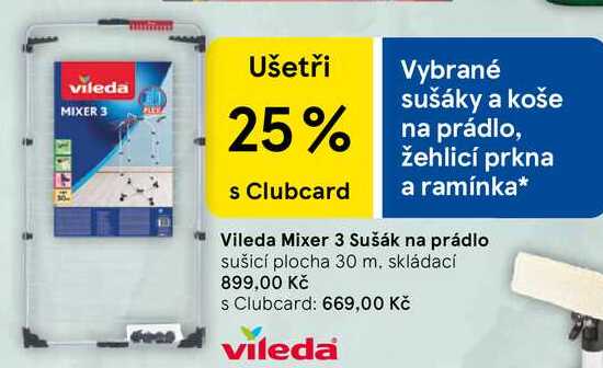 Vileda Mixer 3 Sušák na prádlo sušicí plocha 30 m. skládací 