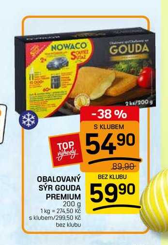 OBALOVANÝ SÝR GOUDA PREMIUM 200 g 