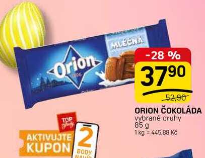ORION ČOKOLÁDA vybrané druhy 85 g 
