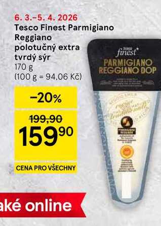Tesco Finest Parmigiano Reggiano polotučný extra tvrdý sýr, 170 g
