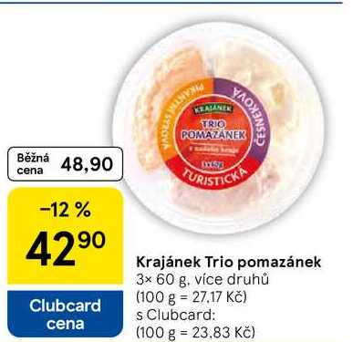Krajánek Trio pomazánek, 3x 60 g, více druhů 