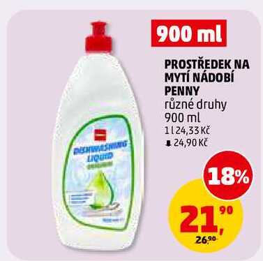 PROSTŘEDEK NA MYTÍ NÁDOBÍ PENNY, 900 ml 