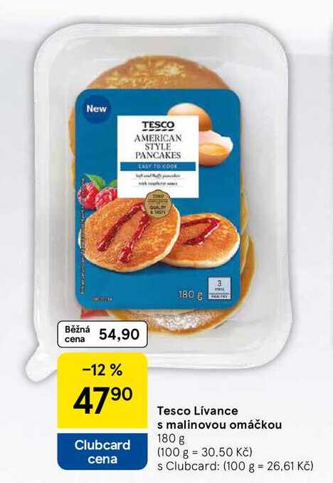 Tesco Lívance s malinovou omáčkou, 180 g  