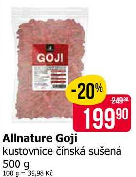 Allnature Goji kustovnice čínská sušená 500 g