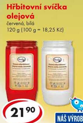 Hřbitovní svíčka olejová, 120 g