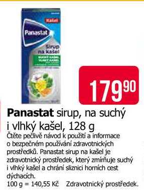 Panastat sirup, na suchý i vlhký kašel, 128 g 