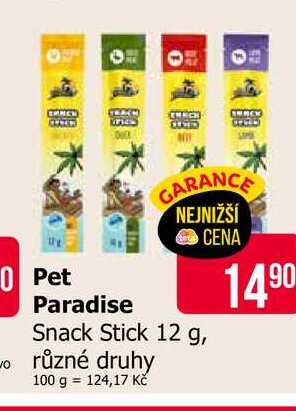 Pet Paradise Snack Stick 12 g, různé druhy 