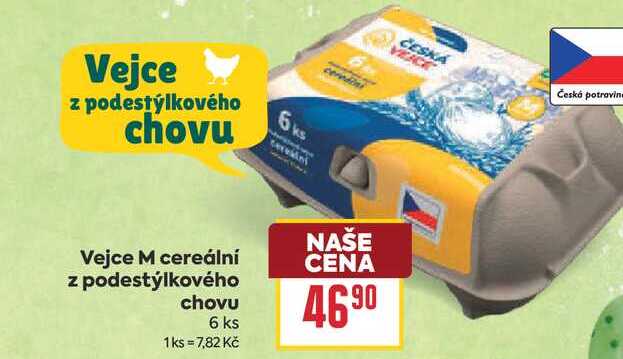 Vejce M cereální z podestýlkového chovu 6 ks  
