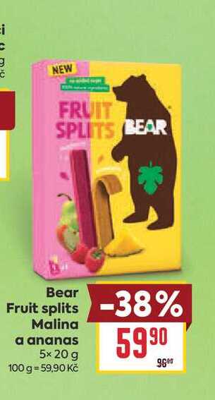 Bear Fruit splits Malina a ananas 5x 20 g 