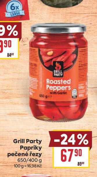 Grill Party Papriky pečené řezy 650/400 g