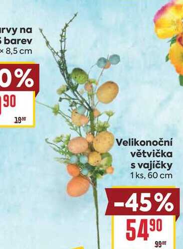 Velikonoční větvička s vajíčky 1 ks, 60 cm 