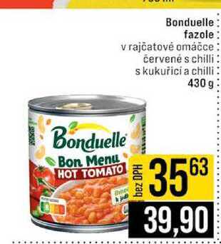 Bonduelle fazole v rajčatové omáčce červené s chilli s kukuřici a chilli 430 g
