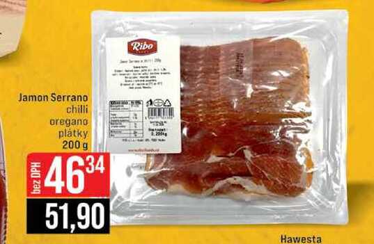 Jamon Serrano chilli oregano plátky 200 g 