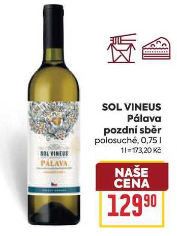 SOL VINEUS Pálava pozdní sběr polosuché, 0,75l