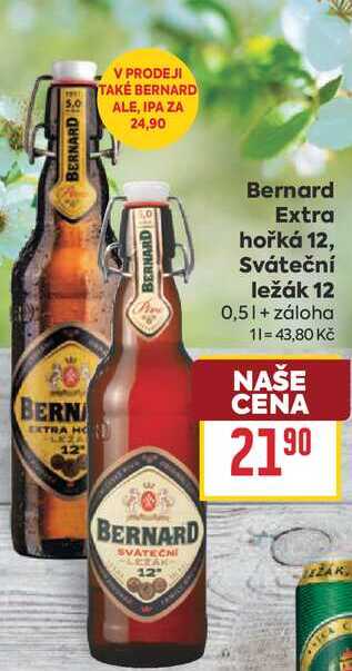 Bernard Extra  12 hořká 12, Sváteční ležák 12 0,5l