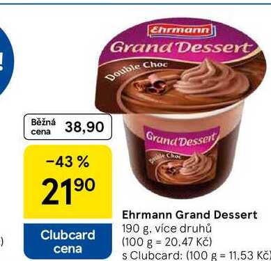 Ehrmann Grand Dessert, 190 g, více druhů 