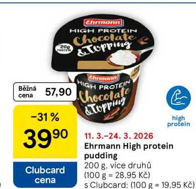 Ehrmann High protein pudding, 200 g, více druhů  
