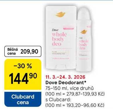 Dove Deodorant, 75-150 ml, více druhů