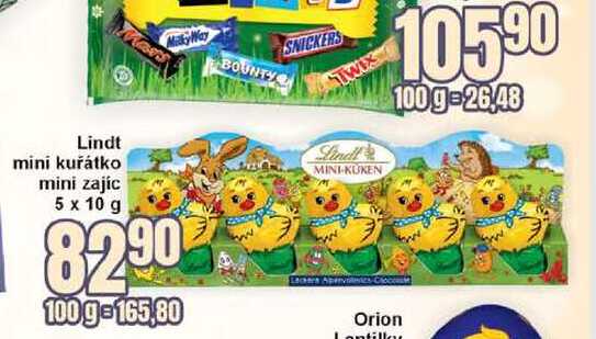 Lindt mini kuřátko mini zajíc 5 x 10 g 