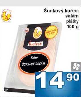 Šunkový kuřecí salám plátky 100 g 