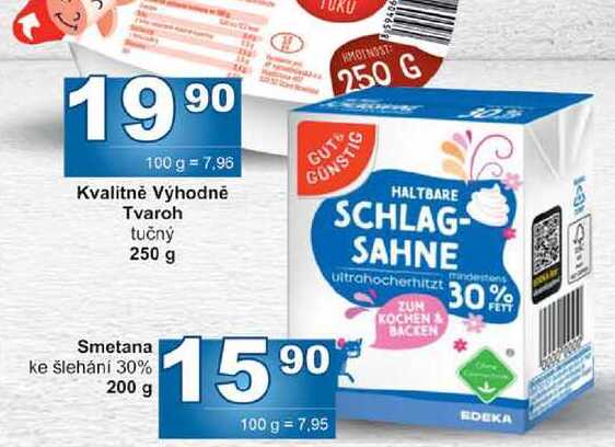 Smetana ke šlehání 30% 200 g 