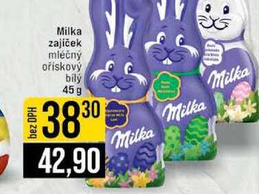 Milka zajíček mléčný ořískový bilý 45 g